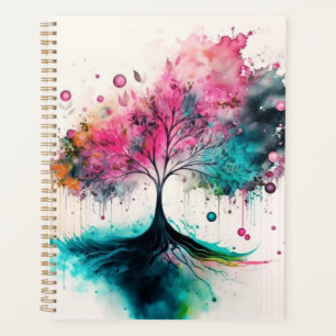 Modern & Bold Mystical Tree (blue, pink, orange) Planner