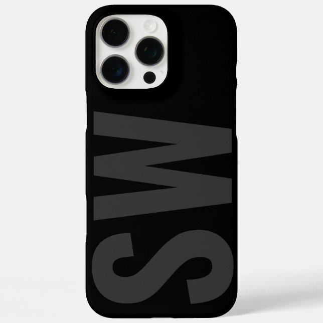 Modern Bold Name Initials Black Custom Monogram   Case-Mate iPhone Case (Back)