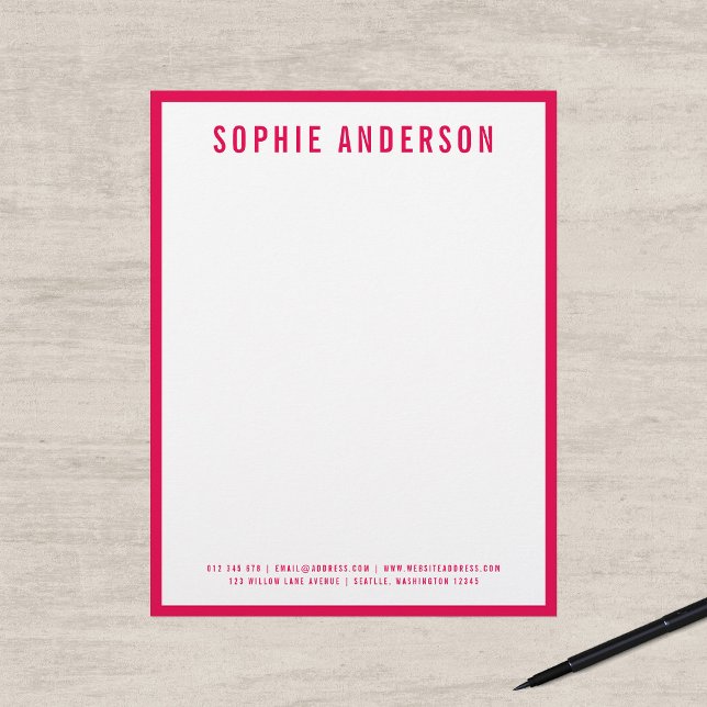 Modern Bold Name with EDITABLE Border Colour Letterhead (Creator Uploaded)
