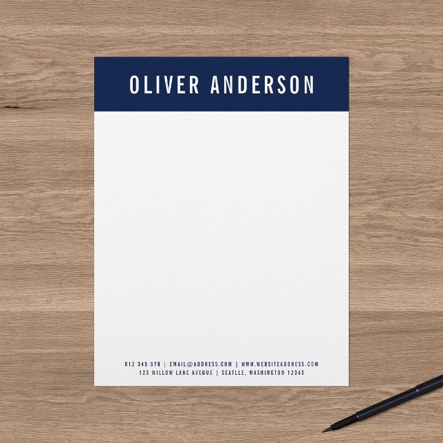 Modern Bold Name with Editable Header Colour Letterhead (Creator Uploaded)