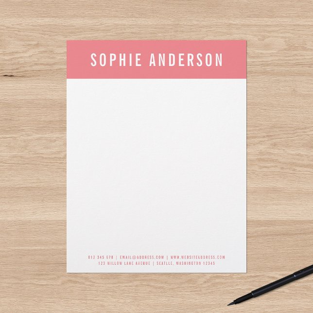 Modern Bold Name with Editable Header Colour Letterhead (Creator Uploaded)
