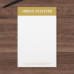 Modern Bold Name with Editable Header Colour Stationery<br><div class="desc">Simple modern stationery paper featuring bold font. The header background colour is editable, click customize to change. Personalize by replacing the placeholder text with your own information. For more options such as to change the font and it's size/colour or the spacing between letters click the "Customize" button. *Please note that...</div>