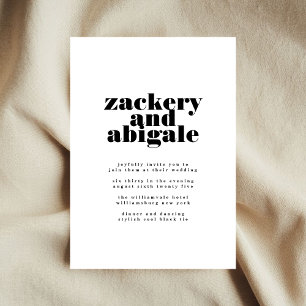 Modern Bold Names Black White Wedding Invitation