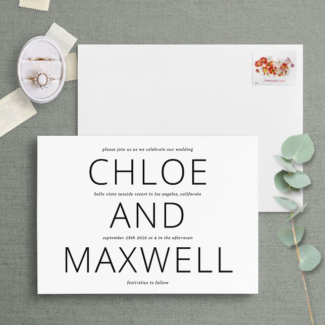 Modern Bold Names Minimialist Wedding Invite (Creator Uploaded)