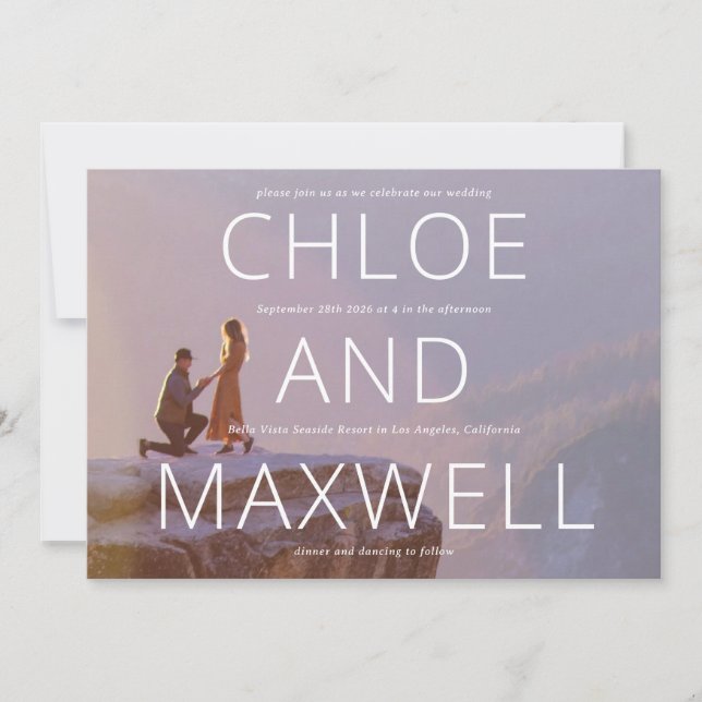 Modern Bold Names & Photo Wedding Invite (Front)