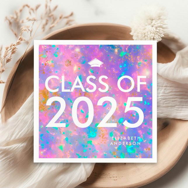 Modern Bold Opal Personalized Graduation Party Napkin (Creator Uploaded)