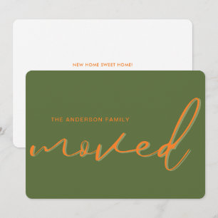 Modern Bold Orange Bright New Address Home Moving Announcement