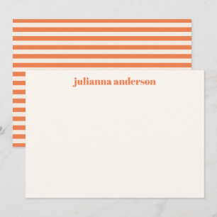 Modern Bold Orange Stripes Personalized Name Card