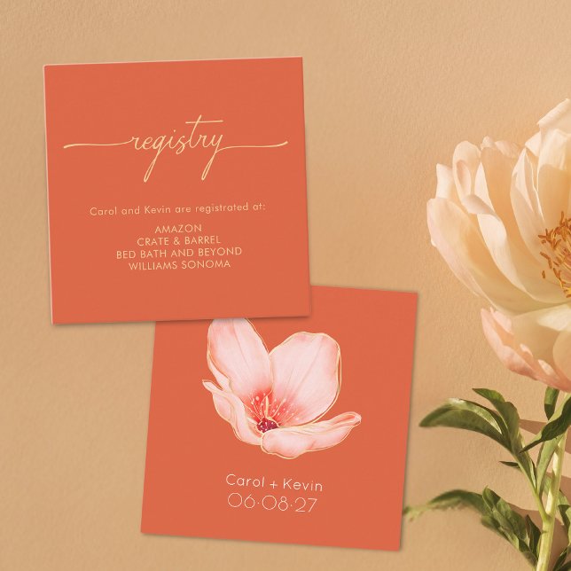 Modern bold orange wedding shower registry  enclosure card (Creator Uploaded)