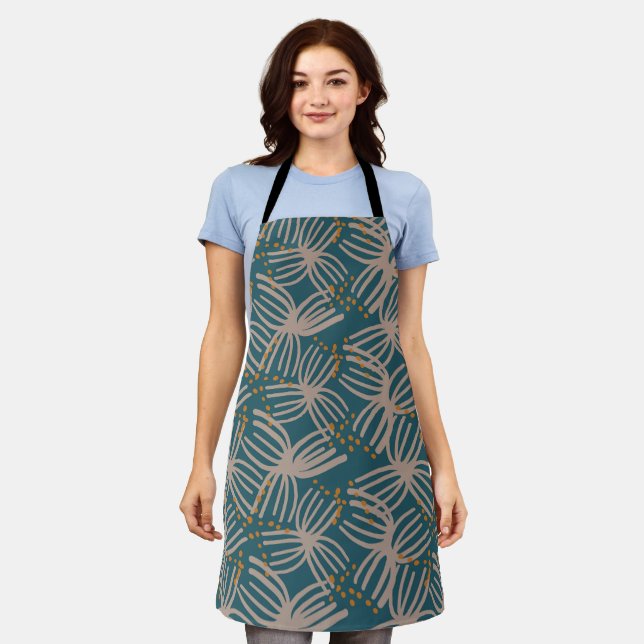 Modern bold organic - Orange Dotted Accents Apron (Worn)