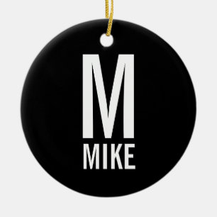 Modern Bold Personalized Monogram and Name Ceramic Ornament