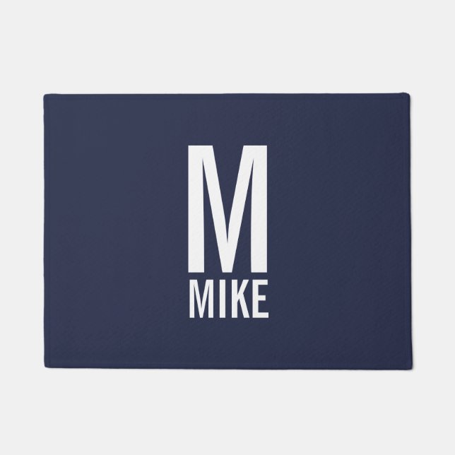 Modern Bold Personalized Monogram and Name Doormat (Front)