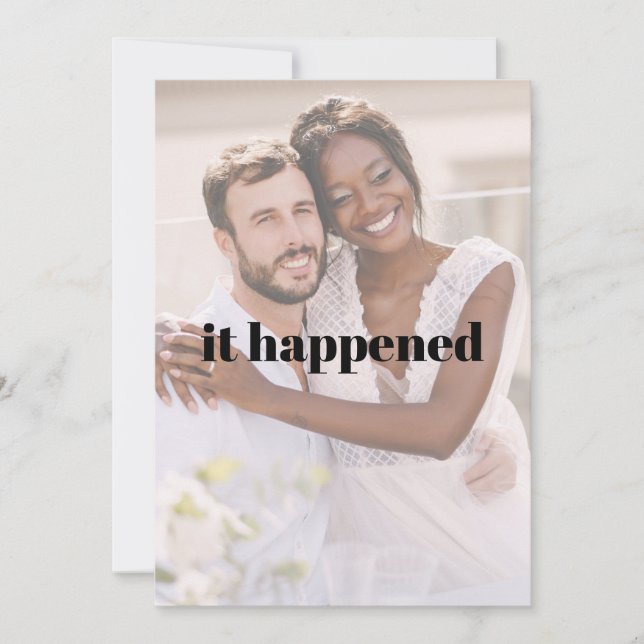 Modern Bold Photo Just Married Reception Elopement Invitation (Front)
