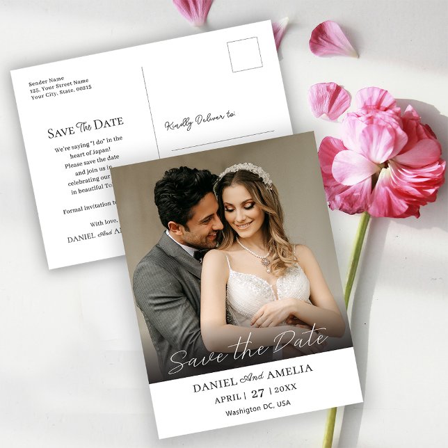 Modern Bold Photo | Wedding Save The Date Postcard ( Bold Photo Save The Date Postcard)