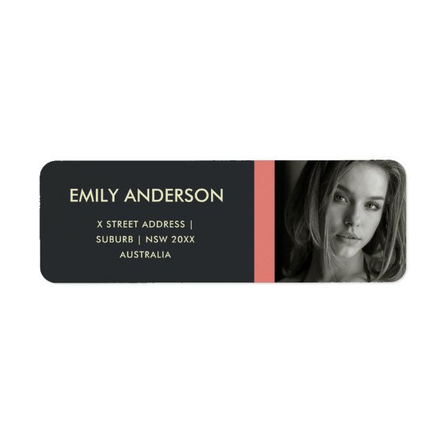 MODERN BOLD PINK BLACK PERSONAL PHOTO ADDRESS (Front)