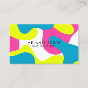 Modern bold pink blue abstract pattern minimalist business card