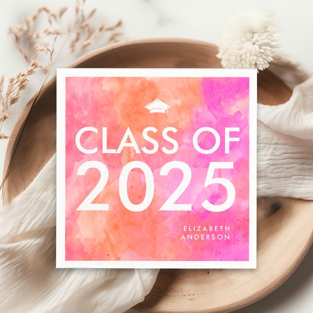 Modern Bold Pink Orange Graduation Party Napkin (Creator Uploaded)