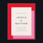 Modern Bold Pink Red Wedding Save The Date Postcard<br><div class="desc">Modern Geometric Bold Pink Red Stylish Save The Date Postcard</div>