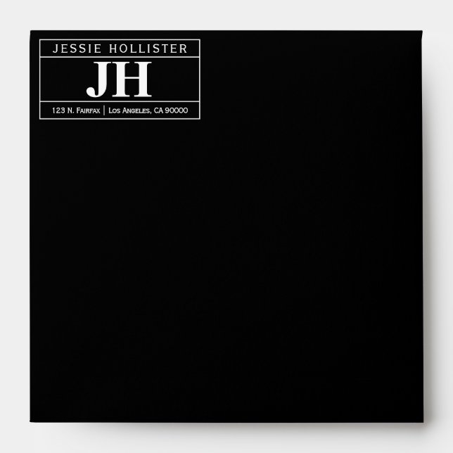 Modern Bold Professional | Black & White Square Envelope (Front)
