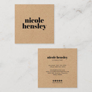Modern Bold Professional Minimalist Rustic Kraft Square Business Card