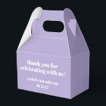 Modern Bold Purple Bat Mitzvah Custom Thank You Favor Box<br><div class="desc">Personalized Bold Typography Lavender Purple Modern Thank You Favour Box</div>