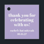 Modern Bold Purple Bat Mitzvah Custom Thank You Favour Tags<br><div class="desc">Personalized Bold Typography Lavender Purple Modern Thank You Favour Tags</div>