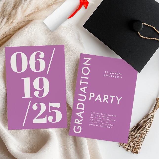 Modern Bold Purple Graduation Party Invitation (Creator Uploaded)