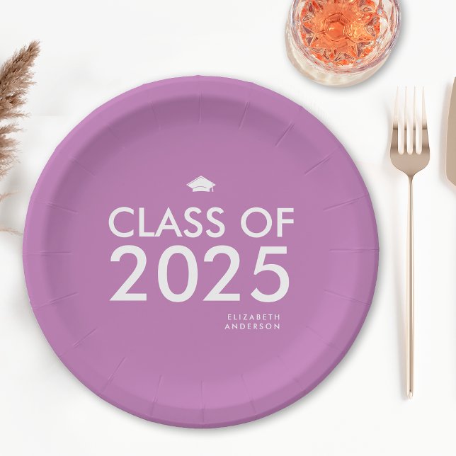 Modern Bold Purple Personalized Graduation Party Paper Plate (Creator Uploaded)