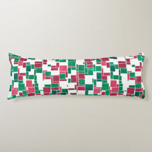 Modern Bold Red and Green Christmas Mondrian Body Pillow