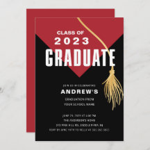 Modern Bold Red Cap Graduation