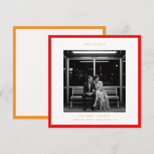 Modern Bold Red Frame Typography Wedding Save Date Invitation