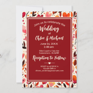 Modern Bold Red Heartfelt Blooms Invitation
