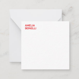 Modern Bold Red Name Minimalist Professional Card