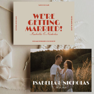 Modern Bold Retro Colourful   Photo Wedding Save The Date