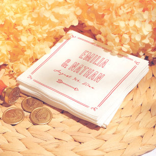 Modern Bold Retro Hand Drawn Cupid Wedding Napkin