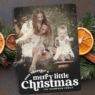 Modern Bold Retro Merry Christmas Family Photo Holiday Card