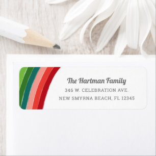 Modern Bold Retro Rainbow Stripes Return Address L