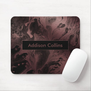 Modern Bold Rose Gold & Black Marbled Name Mouse Pad