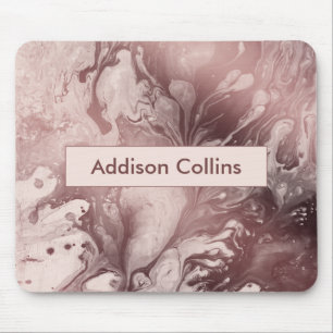 Modern Bold Rose Gold & Blush Marbled Name Mouse Pad
