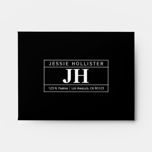Modern Bold RSVP Professional | Black & White A6 Envelope (Front)