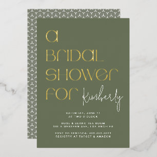 Modern Bold Sage Green Bridal Shower Gold