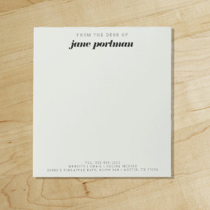 Modern Bold Sage Green From the Desk of Notepad