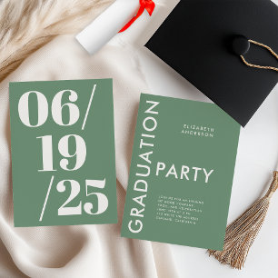 Modern Bold Sage Green Graduation Party Invitation
