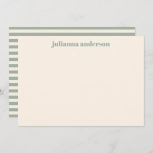 Modern Bold Sage Green Stripes Personalized Name  Card