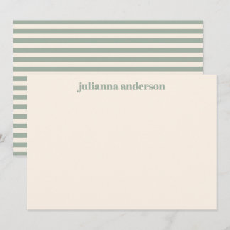 Modern Bold Sage Green Stripes Personalized Name Card