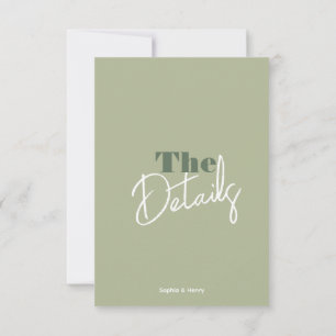 Modern bold Sage green Wedding Enclosure card