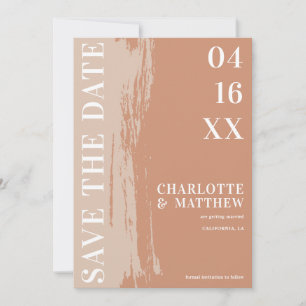 Modern bold save the date terracotta earth wedding