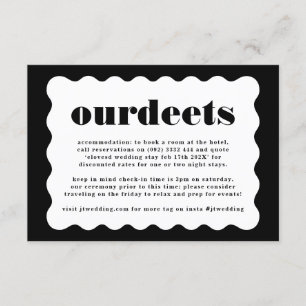 Modern Bold Scalloped Border Black White Details Enclosure Card