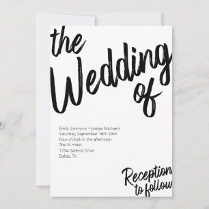 Modern Bold Script Black & White Wedding Invitation