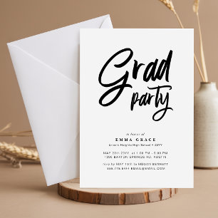 Modern Bold Script Graduation Grad Party Invitation